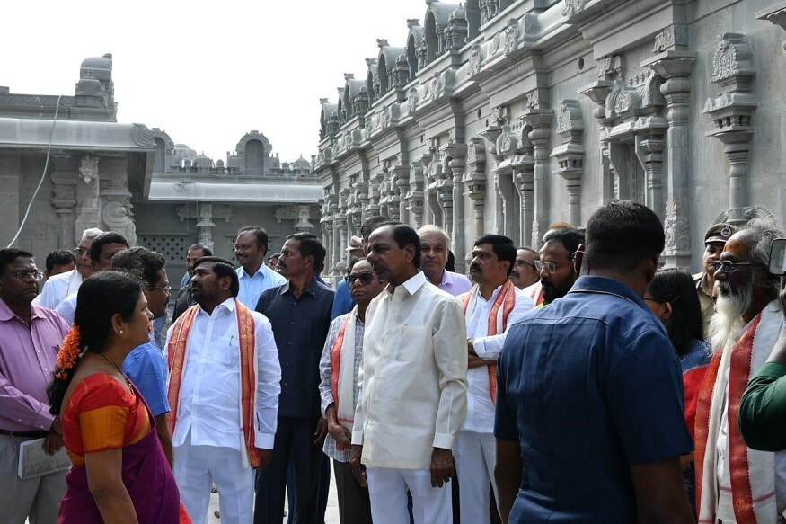 Cm kcr, kcr yadadri tour, yadadri Lakshmi narasimha swamy temple, telangana, yadagirigutta, సీఎం కేసీఆర్, యాదాద్రి టూర్, యాదాద్రి లక్ష్మీ నరసింహస్వామి ఆలయం, తెలంగాణ, యాదగిరిగుట్ట