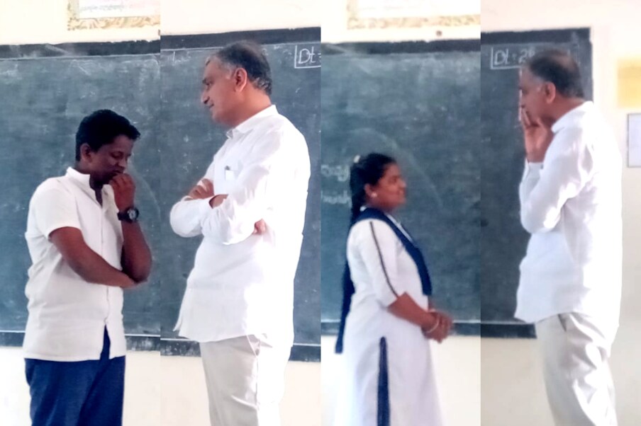  తెలంగాణ... సంగారెడ్డి జిల్లా‌ కందిలోని జిల్లా పరిషత్ స్కూల్లో ఆర్థిక మంత్రి హరీశ్‌రావు ఆకస్మిక తనిఖీ చేశారు.