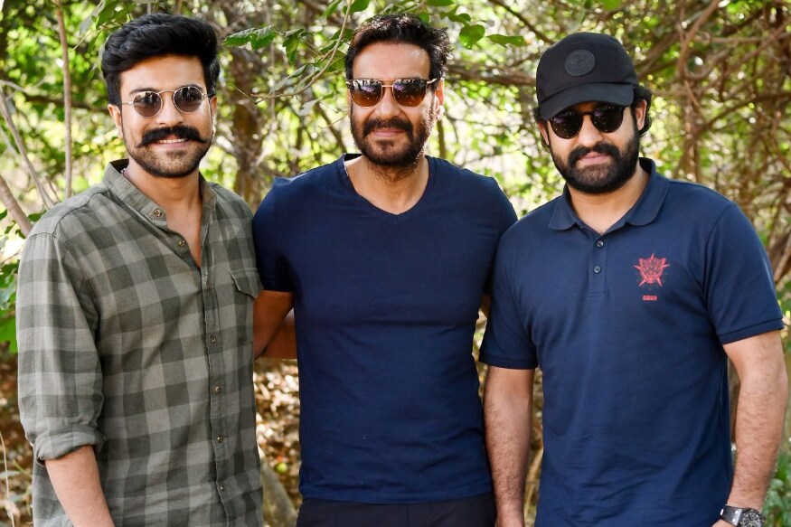 రామ్ చరణ్, అజయ్ దేవ్ గణ్, ఎన్టీఆర్ Photo : Twitter