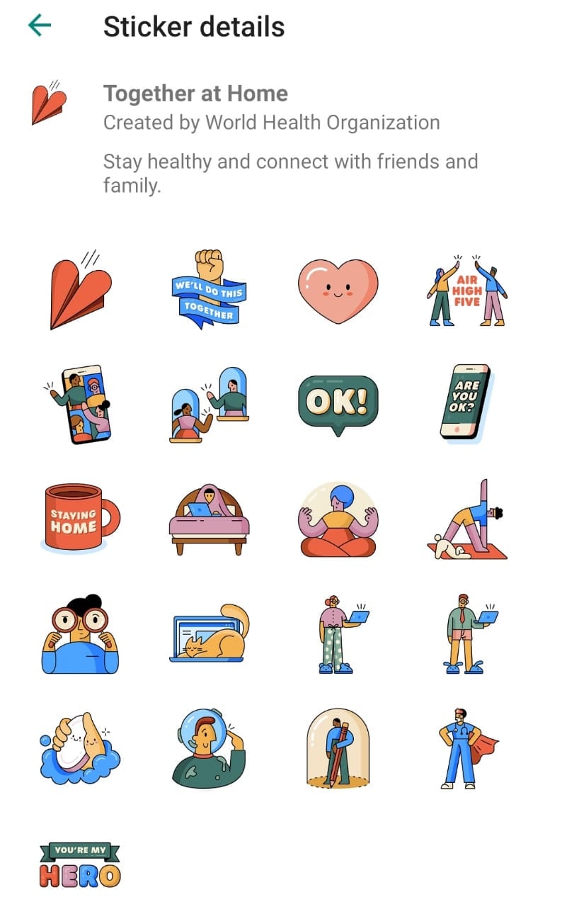 Coronavirus pandemic, WhatsApp new stickerpack, WhatsApp Together at Home stickerpack, WhatsApp Coronavirus stickers, World Health Organization, కరోనావైరస్ మహమ్మారి, వాట్సప్ కరోనా వైరస్ స్టిక్కర్స్, వాల్డ్ హెల్త్ ఆర్గనైజేషన్, వాట్సప్ టుగెదర్ ఎట్ హోమ్ స్టిక్కర్స్, వాట్సప్ కొత్త స్టిక్కర్స్