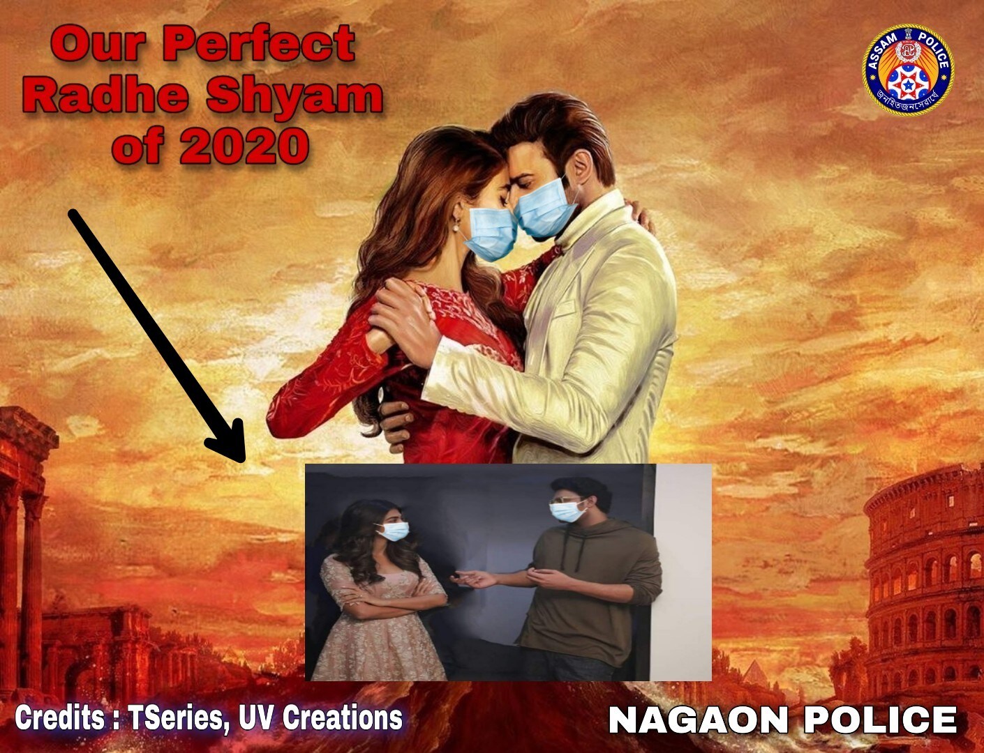ప్రభాస్ రాధే శ్యామ్ పోస్టర్పై అస్సాం పోలీస్ ప్రచారం (Prabhas Radhe Shyam movie)