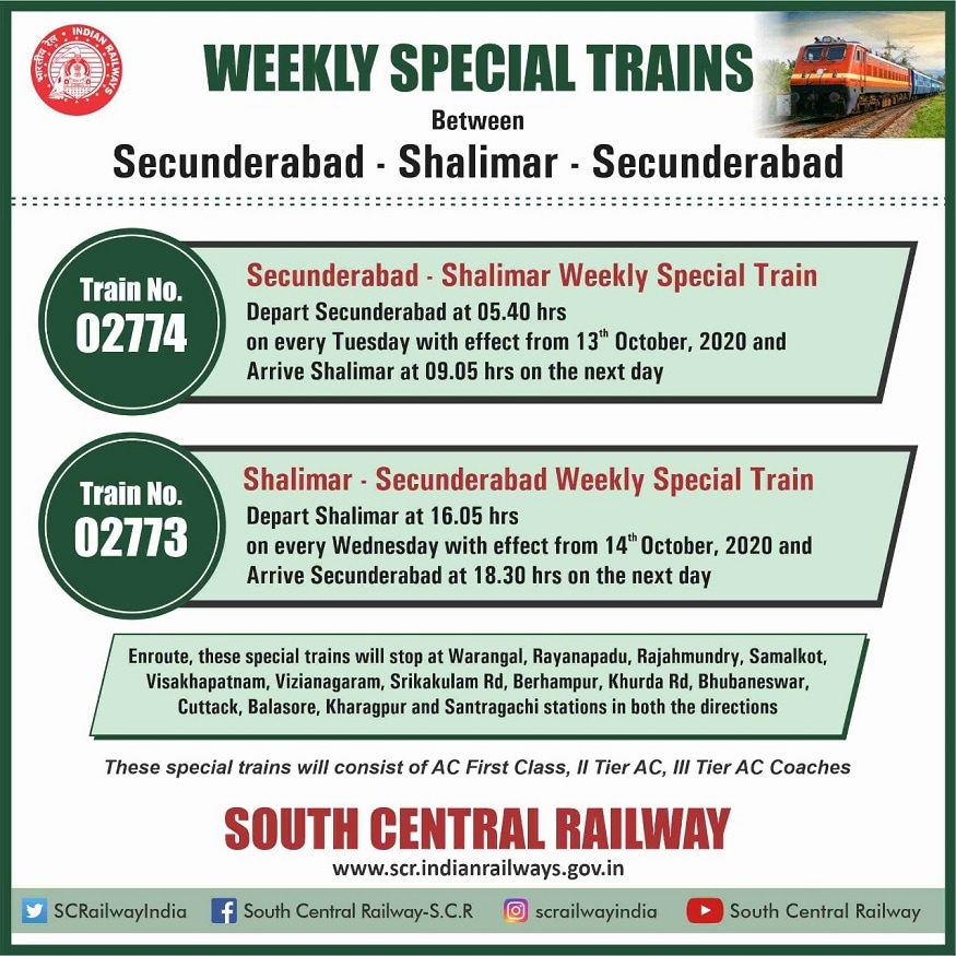 Dasara Special Trains Between Ap And Telangana Timings And Routes Dussehra Special Trains From Telangana To Andhra Pradesh The India Media