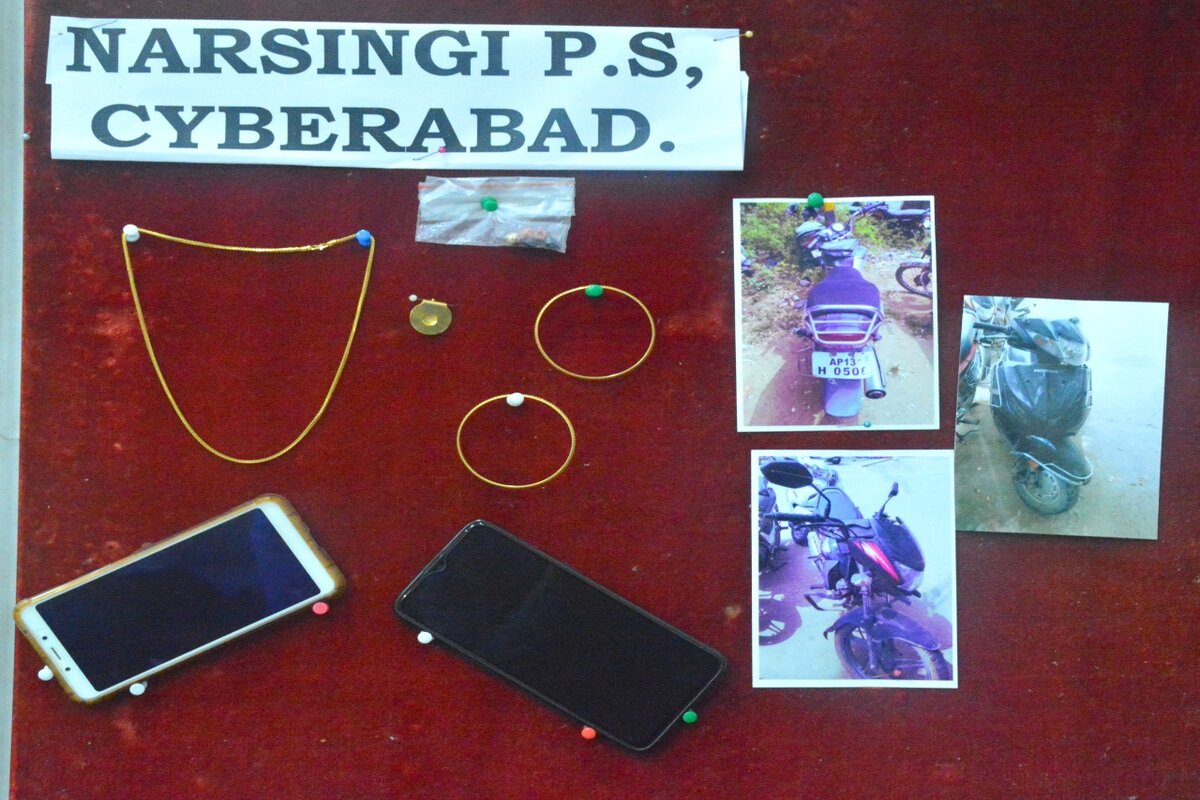 Hyderabad Police, Busted Two Chain Snatching gangs, Chain Snatching gangs, Manikonda, మణికొండ, చైన్ స్నాచింగ్ గ్యాంగ్లు, హైదరాబాద్ పోలీసులు, Narsingi Police