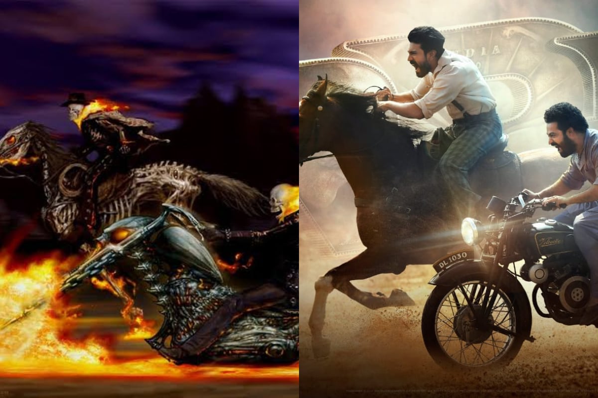 rrr,rrr movie,rrr movie twitter,rrr movie release date,rrr movie new poster,rrr movie ghost rider movie copy,rrr movie release poster copy from ghost rider,telugu cinema,ట్రిపుల్ ఆర్,ఆర్ఆర్ఆర్ పోస్టర్ ఘోస్ట్ రైడర్ కాపీ,హాలీవుడ్ సినిమాను కాపీ కొట్టిన ట్రిపుల్ ఆర్
