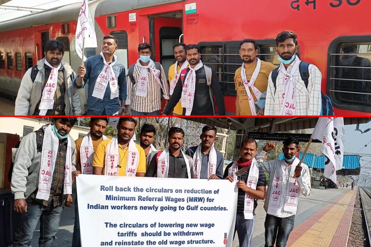 GULF JAC, members, going, Delhi, support, minimum wage Law,Members of Parliament, గల్ఫ్ కార్మికులు, గల్ఫ్ జేఏసీ, పాతచట్టాలు, కొత్త చట్టాలు, కనీస వేతన సవరణ చట్టం, గల్ఫ్ దేశాలు