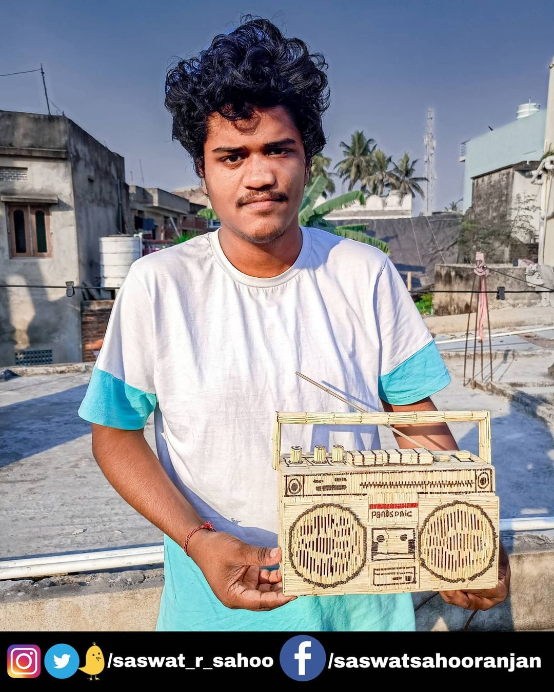  ఇలా నెల నెలా కొత్త బొమ్మలు చేస్తున్నాడు. ఆ మధ్య రేడియోను 3,130 అగ్గిపుల్లలతో చేశాడు. ఫిబ్రవరి 13న ప్రపంచ రేడియో దినోత్సవం సందర్భంగా దాన్ని పూర్తి చేశాడు. (image credit - instagram - saswat_r_sahoo)