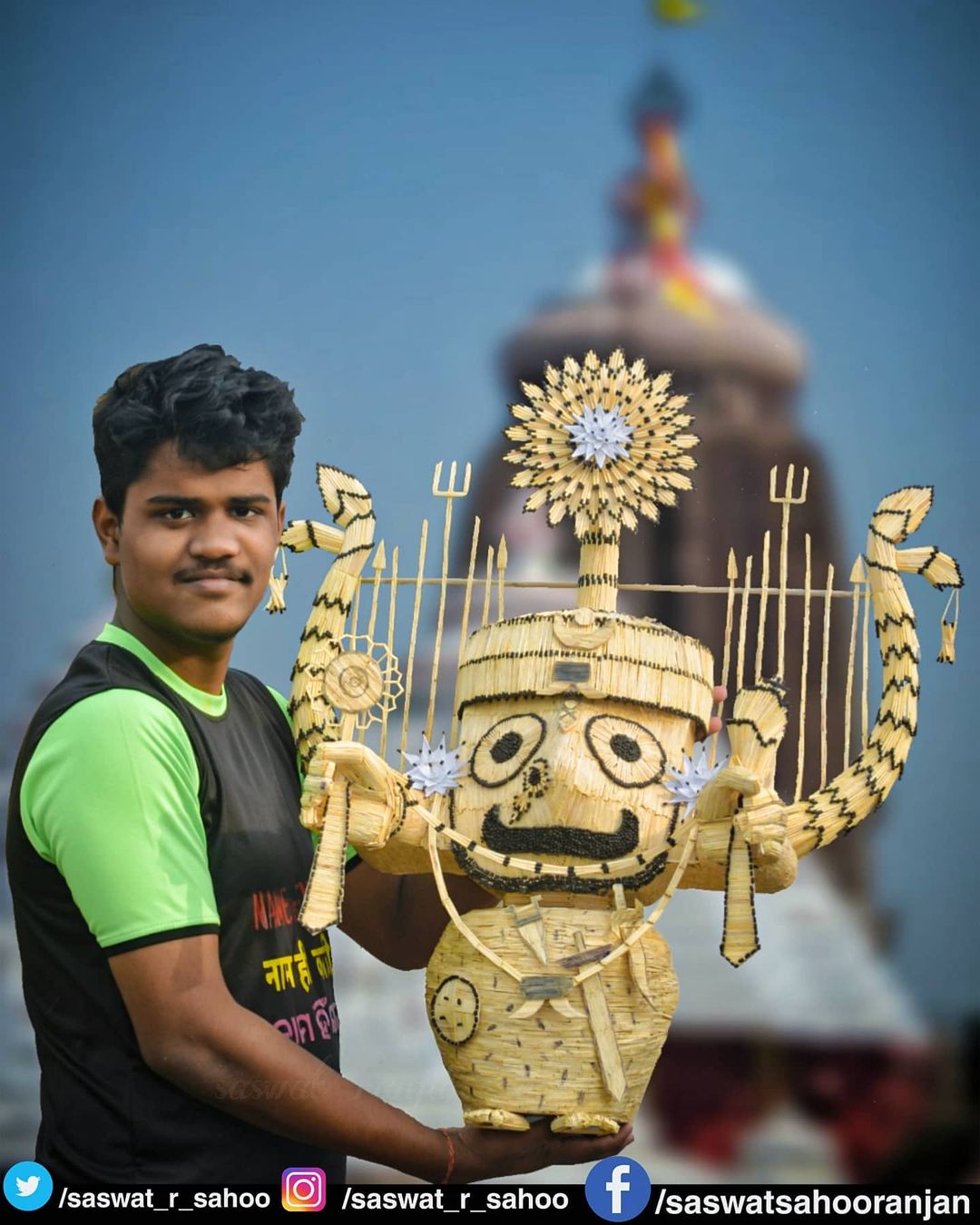  సాహు మొదటిసారి జగన్నాథ స్వామి బొమ్మను చేశాడు. అదిరిపోయింది. ఇందుకోసం 7,881 అగ్గిపుల్లలు వాడాడు. ఈ బొమ్మ తయారీకి 21 రోజులు పట్టింది. మొదటి బొమ్మే ఆ రేంజ్‌లో ఉంటే... ఇక నెక్ట్స్ చేసేవి ఎలా ఉంటాయో ఊహించుకోవచ్చు. (image credit - instagram - saswat_r_sahoo)