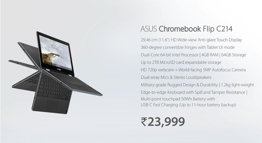  12. ఏసుస్ క్రోమ్‌బుక్ ఫ్లిప్ సీ214. (image: Asus India)