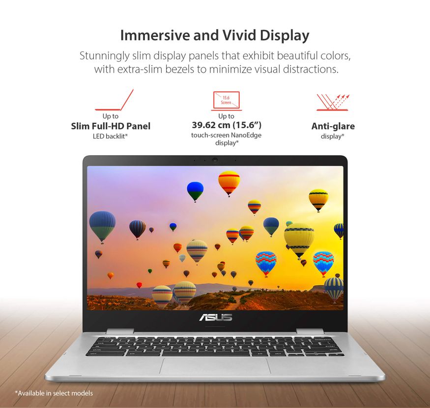  2. క్రోమ్‌బుక్ సీ214, సీ223, సీ423, సీ523 మోడల్స్‌ని పరిచయం చేసింది. ఇందులో క్రోమ్‌బుక్ సీ423, క్రోమ్‌బుక్ సీ523 మోడల్స్ టచ్, నాన్ టచ్ వర్షన్స్‌లో లభిస్తాయి. అంటే మొత్తం 6 క్రోమ్‌బుక్ మోడల్స్‌ని రిలీజ్ చేసింది ఏసుస్. (image: Asus India)