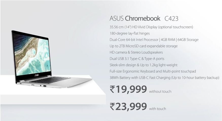  10. ఏసుస్ క్రోమ్‌బుక్ సీ423. (image: Asus India)