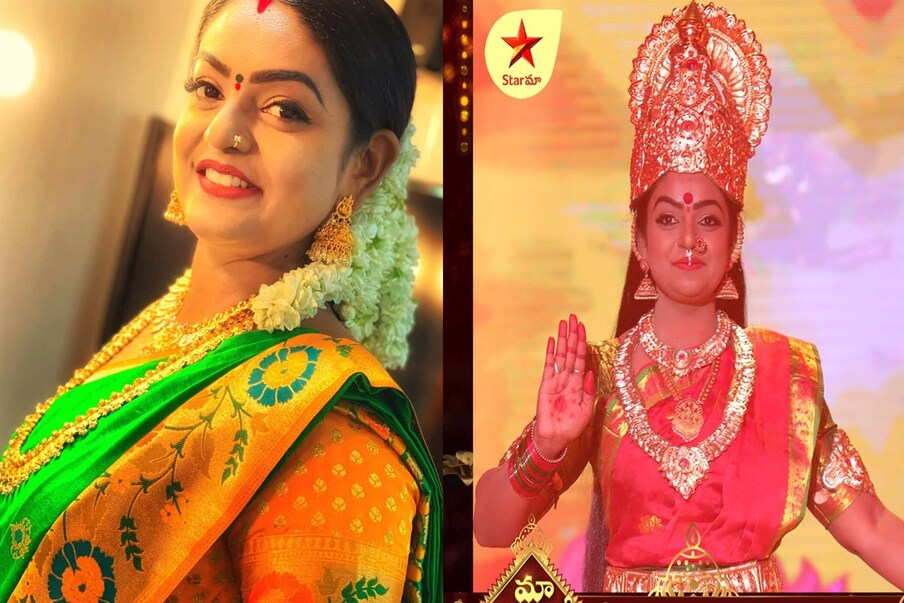  Karthika Deepam - Premi Viswanath: బుల్లితెరలో ప్రసారమవుతున్న కార్తీకదీపం సీరియల్ తో బుల్లితెర ప్రేక్షకులను ఆకట్టుకుంది వంటలక్క. వంటలక్క అసలు పేరు ప్రేమి విశ్వనాథ్. ఈ సీరియల్ లో దీప పాత్రలో నటిస్తూ మంచి గుర్తింపు తెచ్చుకుంది. కేరళకు చెందిన ప్రేమి విశ్వనాథ్ పలు భాషలలో కూడా పలు సీరియల్ లో నటించి మంచి అభిమానాన్ని అందుకుంది. ఇక సోషల్ మీడియాలో కూడా అభిమానులతో బాగా టచ్ లో ఉంటుంది. తాజాగా సోషల్ మీడియా వేదికగా కొన్ని ఫోటోలు పంచుకుంది. అందులో దేవి అవతారం లో అందంగా కనిపించింది. ఇక ఈ ఫోటోలను చూసిన వంటలక్క అభిమానులు కూడా తెగ లైక్స్ చేస్తున్నారు.