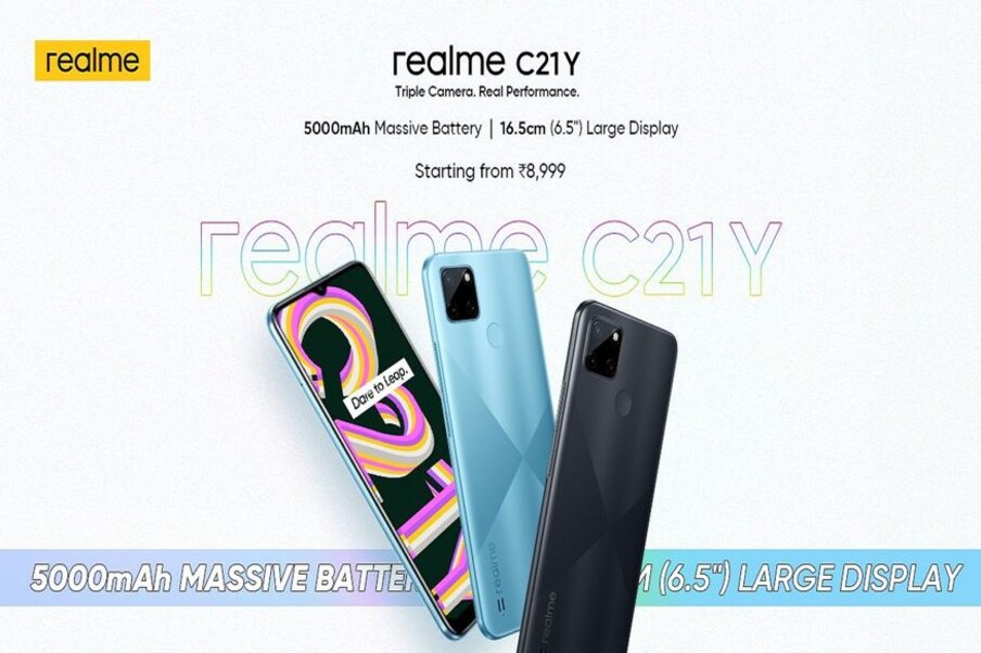  2. Realme C21Y: రియల్‌మీ సీ21వై స్మార్ట్‌ఫోన్ 4జీబీ ర్యామ్ + 64జీబీ స్టోరేజ్ వేరియంట్ అసలు ధర రూ.9,999 కాగా ఆఫర్‌లో రూ.8,999 ధరకే లభిస్తుంది. రూ.1,000 డిస్కౌంట్ పొందొచ్చు. యాక్సిస్ బ్యాంక్, ఐసీఐసీఐ బ్యాంక్ క్రెడిట్ కార్డ్, డెబిట్ కార్డులతో అదనంగా 10 శాతం తగ్గింపు లభిస్తుంది. (image: Realme India)