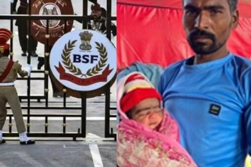 అటారీ సరిహద్దు వద్ద తండ్రి బాలమ్ రామ్ చేతుల్లో చిన్నారి బోర్డర్