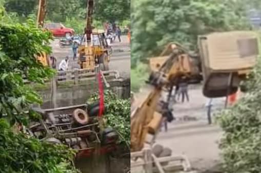 నీళ్లలో పడిపోయిన ట్రక్