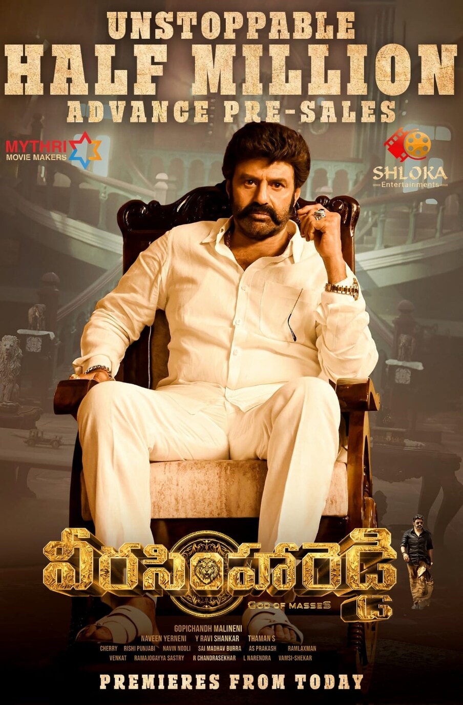  ఇప్పటికే వీరసింహారెడ్డి అడ్వాన్స్ బుకింగ్స్ రూపేణా.. హాఫ్ మిలియన్ మార్క్ దాటేసింది. ప్రీమియర్స్,.. ఫస్ట్ డే కలిపితే మొదటి రోజే వన్ మిలియన్ మార్క్ ఈజీగా క్రాస్ చేసే అవకాశాలు పుష్కలంగా ఉన్నాయి.  ముఖ్యంగా అఖండ వంటి భారీ సక్సెస్‌తో పాటు అన్‌స్టాపబుల్ షోతో బాలయ్య ఇమేజ్ మరింత పెరిగింది.ఇక అన్‌స్టాపబుల్‌తో బాలయ్యకు యూత్‌‌తో పాటు ఫ్యామిలీస్‌లో భారీ ఫాలోయింగ్ మరింత పెరిగింది. (Twitter/Photo)
