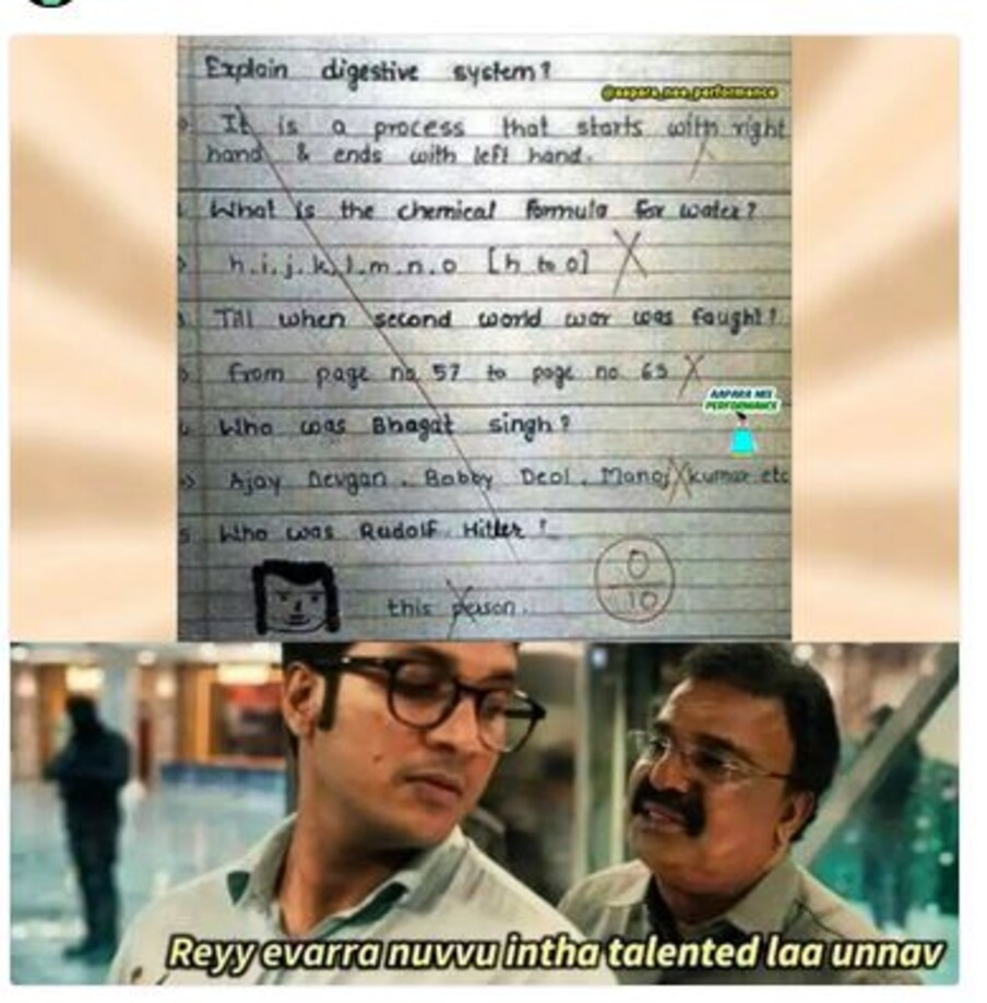  ప్రశ్నలు - సమాధానాలపై వేసిన మీమ్ (images credit - instagram - aapara_nee_performance)