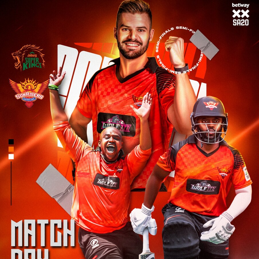  దక్షిణాఫ్రికా (South Africa) వేదికగా జరుగుతున్న సౌతాఫ్రికా 20 లీగ్ (SA20 2023) తొలి ఎడిషన్ లో భాగంగా గురువారం రెండో సెమీఫైనల్ మ్యాచ్ జరగనుంది. మార్కరమ్ నాయకత్వంలోని సన్ రైజర్స్ ఈస్టర్న్ కేప్ (Sunrisers Eastern Cape)తో జొహన్నెస్ బర్గ్ సూపర్ కింగ్స్ (Johannesburg Super Kings) జట్టు రెండో సెమీస్ లో తలపడనుంది. (PC : Sunrisers Eastern Cape)