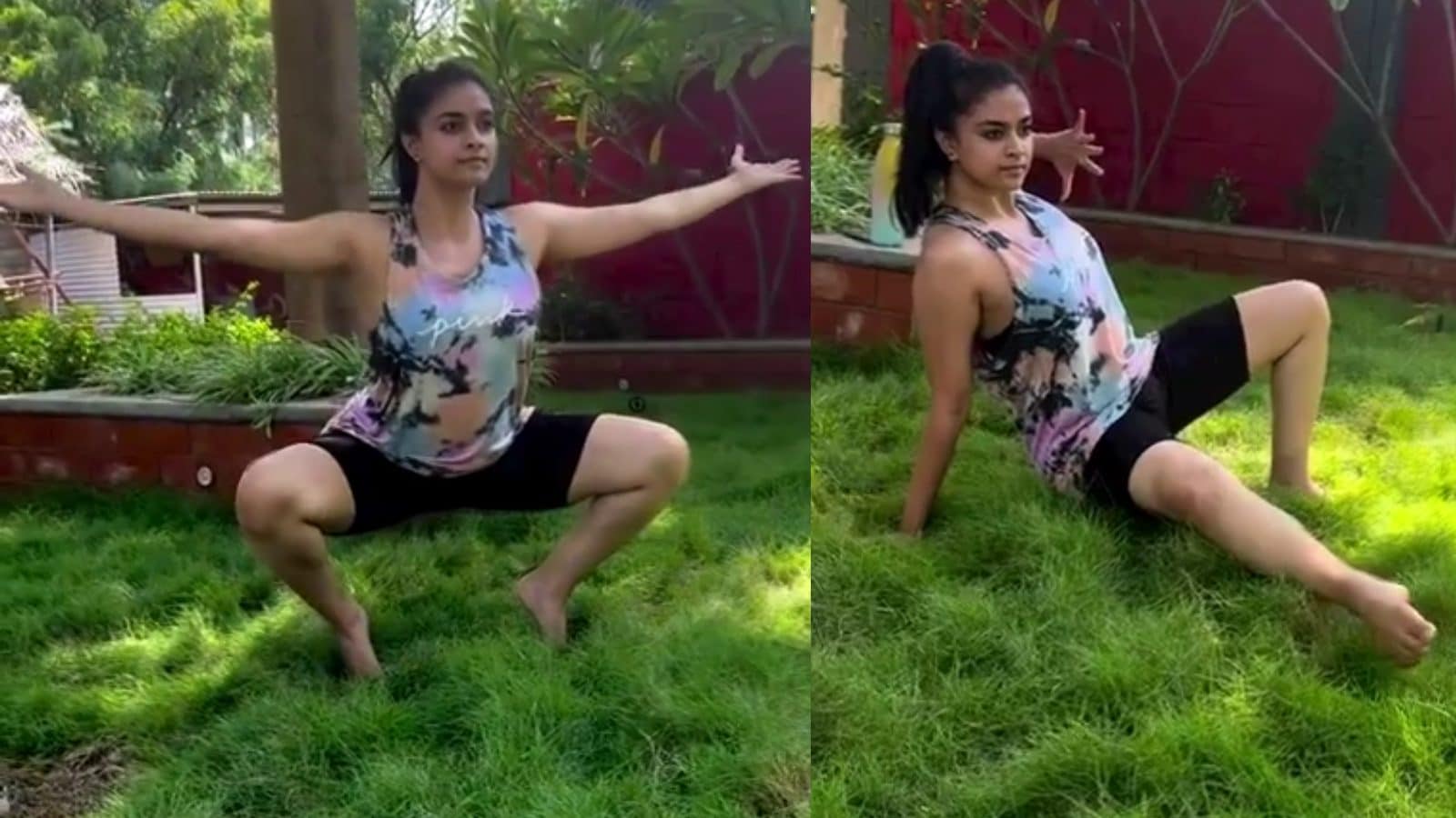 టాలీవుడ్ నటి కీర్తిసురేష్ యోగా ఆసనాలు వేస్తున్న వీడియో వైరల్ | tollywood  actress keerthy suresh doing yoga asanas video has gone viral– News18 Telugu
