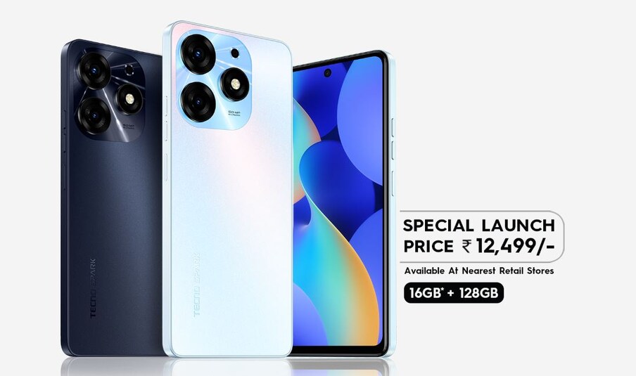  Tecno Spark 10 Pro ధర భారతదేశంలో రూ.12,499గా ఉంచబడింది. దీని సేల్ నేటి నుంచి అంటే మార్చి 24 నుంచి ప్రారంభమైంది. కస్టమర్లు రిటైల్ మార్గాల ద్వారా కొనుగోలు చేయగలుగుతారు. ఇది లూనార్ ఎక్లిప్స్, పెరల్ వైట్ మరియు స్టార్రీ బ్లాక్ కలర్ ఆప్షన్‌లలో ప్రవేశపెట్టబడింది.. (Image- Tecno)
