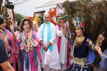 ఢిల్లీలో రక్షణ మంత్రి రాజ్ నాథ్ నివాసంలో హోలీ వేడుకలు..ఆడిపాడిన అమెరికా వాణిజ్య కార్యదర్శి