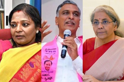 తమిళిసై, హరీశ్‌రావు, నిర్మలా సీతారామన్
