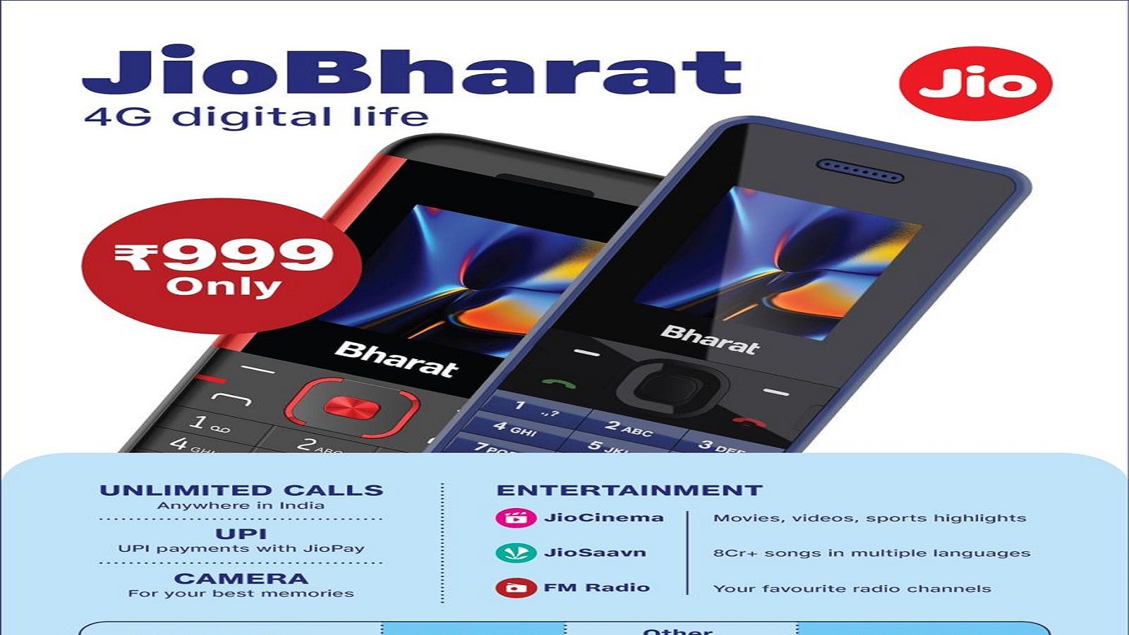2phone Jio Bharat V2 Phone: రూ.999లకే రిలయన్స్ జియో ఫోన్.. మార్కెట్లోకి కొత్త ...
