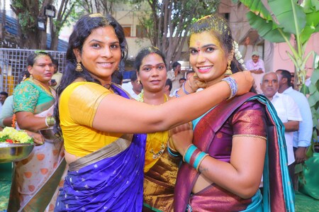 Photos: దేవుడి సాక్షిగా తాళి కట్టుకున్న హిజ్రాలు | See image gallery of  Transgenders or Hijras marriage at Vemulawada temple