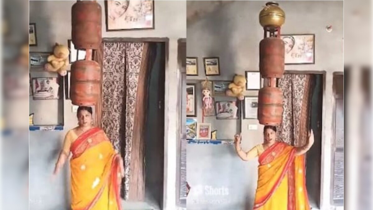 सिर पर दो गैस सिलेंडर रखकर डांस कर रही महिला..वीडियो वायरल