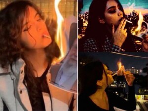 ईरानी महिलाएं खामेनेई की तस्वीरों से सिगरेट जलाकर कर रहीं अनोखा विरोध प्रदर्शन.