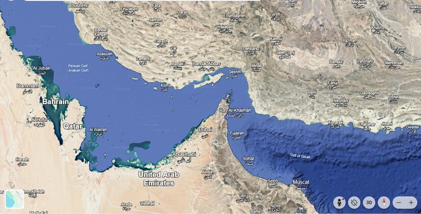  హార్ము్జ్ అనేది 39 కిలోమీటర్ల వెడల్పు ఉన్న జలసంధి. దీనికి ఒకవైపు ఇరాన్, మరోవైపు ఒమన్ ఉంటున్నాయి. కానీ దీనిపై పూర్తి పట్టు ఇరాన్‌కి ఉంది. ఈ సముద్ర దారిలో ఇరాన్ అనేక రకాల ఆయుధాలను దాచి ఉంచింది. తమ అనుమతి లేకుండా ఏ దేశ నౌక అయినా అటుగా వెళ్తే.. ఆ నౌకలను పేల్చేందుకు సీ మైన్లను కూడా దాచింది ఇరాన్. ఇవి నౌక వెళ్లే దారిలో.. ఒక్కసారిగా సముద్రం లోపలి నుంచి పైకి వచ్చి.. నౌకను టచ్ చేసి పేలిపోతాయి. దాంతో నౌక మునిగిపోగలదు. ఈ జలసంధి మీదుగా గల్ఫ్ దేశాల నుంచి ప్రపంచ దేశాలకు రోజూ 20 శాతం చమురు, ఎల్పీజీ సప్లై అవుతోంది. (Image: google earth)