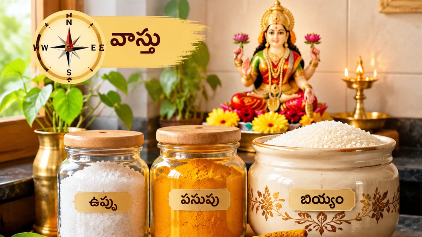 Salt Turmeric Rice Vastu: హిందూ సంప్రదాయంలో వంటిల్లు కేవలం ఆహారం తయారుచేసే స్థలం మాత్రమే కాదని, సాక్షాత్తు అన్నపూర్ణాదేవి కొలువై ఉండే పరమ పవిత్ర ప్రదేశమని ప్రముఖ వేద జ్యోతిష్య మరియు వాస్తు నిపుణులు ప్రశాంత్ వివరిస్తున్నారు. వంటింట్లో మనం నిత్యం వాడే దినుసులు, వస్తువులకు విశేషమైన దైవిక శక్తులు ఉంటాయని వాస్తు శాస్త్రం చెబుతోందని స్పష్టం చేస్తున్నారు. ముఖ్యంగా ఉప్పు, పసుపు, బియ్యం ఈ మూడింటిని సాక్షాత్తు మహాలక్ష్మి స్వరూపాలుగా, అష్టైశ్వర్యాలకు ప్రతీకలుగా పూజిస్తారని తెలుపుతున్నారు. పూర్వకాలం నుండి గృహప్రవేశం చేసే సమయంలో లేదా కొత్త ఇంట్లోకి అడుగుపెట్టేటప్పుడు ముందుగా ఈ మూడు వస్తువులనే ఇంట్లోకి తీసుకెళ్లడం ఆనవాయితీగా వస్తోందని పేర్కొంటున్నారు. అయితే వీటిని భద్రపరిచే దిశ, వాడే పాత్రలు, నిర్వహణ పద్ధతుల్లో పొరపాట్లు జరిగితే తీవ్రమైన వాస్తు దోషాలు, ఆర్థిక నష్టాలు చుట్టుముడతాయని హెచ్చరిస్తున్నారు. ఇంట్లో సుఖశాంతులు, ధనధాన్యాలు వర్ధిల్లడానికి ఉప్పు, పసుపు, బియ్యాన్ని ఎక్కడ, ఎలా ఉంచాలో తెలిపే ఆ 5 ప్రధాన వాస్తు నియమాలు ఇప్పుడు తెలుసుకుందాం. Salt Turmeric Rice Vastu: హిందూ సంప్రదాయంలో వంటిల్లు కేవలం ఆహారం తయారుచేసే స్థలం మాత్రమే కాదని, సాక్షాత్తు అన్నపూర్ణాదేవి కొలువై ఉండే పరమ పవిత్ర ప్రదేశమని ప్రముఖ వేద జ్యోతిష్య మరియు వాస్తు నిపుణులు ప్రశాంత్ వివరిస్తున్నారు. వంటింట్లో మనం నిత్యం వాడే దినుసులు, వస్తువులకు విశేషమైన దైవిక శక్తులు ఉంటాయని వాస్తు శాస్త్రం చెబుతోందని స్పష్టం చేస్తున్నారు. ముఖ్యంగా ఉప్పు, పసుపు, బియ్యం ఈ మూడింటిని సాక్షాత్తు మహాలక్ష్మి స్వరూపాలుగా, అష్టైశ్వర్యాలకు ప్రతీకలుగా పూజిస్తారని తెలుపుతున్నారు. పూర్వకాలం నుండి గృహప్రవేశం చేసే సమయంలో లేదా కొత్త ఇంట్లోకి అడుగుపెట్టేటప్పుడు ముందుగా ఈ మూడు వస్తువులనే ఇంట్లోకి తీసుకెళ్లడం ఆనవాయితీగా వస్తోందని పేర్కొంటున్నారు. అయితే వీటిని భద్రపరిచే దిశ, వాడే పాత్రలు, నిర్వహణ పద్ధతుల్లో పొరపాట్లు జరిగితే తీవ్రమైన వాస్తు దోషాలు, ఆర్థిక నష్టాలు చుట్టుముడతాయని హెచ్చరిస్తున్నారు. ఇంట్లో సుఖశాంతులు, ధనధాన్యాలు వర్ధిల్లడానికి ఉప్పు, పసుపు, బియ్యాన్ని ఎక్కడ, ఎలా ఉంచాలో తెలిపే ఆ 5 ప్రధాన వాస్తు నియమాలు ఇప్పుడు తెలుసుకుందాం.