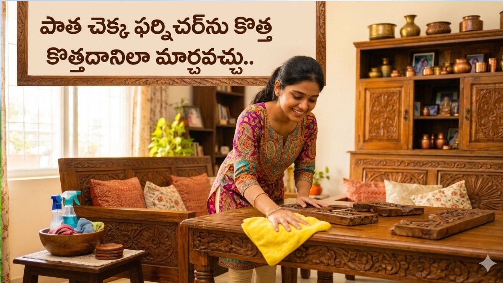 ఇంట్లో డైనింగ్ టేబుల్, సోఫా ఫ్రేమ్, అల్మారా, సెంటర్ టేబుల్ వంటి చెక్క వస్తువులు ఉంటే గదులకు ప్రత్యేకమైన అందం వస్తుంది. ఇవి ఇంటికి సంప్రదాయ, ఆకర్షణీయమైన రూపాన్ని అందిస్తాయి. అయితే రోజులు గడిచేకొద్దీ దుమ్ము, తేమ, మరకలు, నిత్యం ఉపయోగించడం వంటి కారణాలతో చెక్క ఫర్నిచర్పై మెరుపు తగ్గిపోతుంది. దీంతో కొత్తగా కొన్నప్పుడు ఉన్న అందం క్రమంగా కనుమరుగవుతుంది. కానీ కొన్ని సులభమైన జాగ్రత్తలు పాటిస్తే ఖరీదైన ఫర్నిచర్ను ఎక్కువ కాలం కొత్తదానిలా ఉంచుకోవచ్చు. ఇందుకోసం ప్రత్యేకమైన ఖర్చులు చేయాల్సిన అవసరం లేకుండా ఇంట్లోనే కొన్ని పద్ధతులను అనుసరించవచ్చు. ఇంట్లో డైనింగ్ టేబుల్, సోఫా ఫ్రేమ్, అల్మారా, సెంటర్ టేబుల్ వంటి చెక్క వస్తువులు ఉంటే గదులకు ప్రత్యేకమైన అందం వస్తుంది. ఇవి ఇంటికి సంప్రదాయ, ఆకర్షణీయమైన రూపాన్ని అందిస్తాయి. అయితే రోజులు గడిచేకొద్దీ దుమ్ము, తేమ, మరకలు, నిత్యం ఉపయోగించడం వంటి కారణాలతో చెక్క ఫర్నిచర్పై మెరుపు తగ్గిపోతుంది. దీంతో కొత్తగా కొన్నప్పుడు ఉన్న అందం క్రమంగా కనుమరుగవుతుంది. కానీ కొన్ని సులభమైన జాగ్రత్తలు పాటిస్తే ఖరీదైన ఫర్నిచర్ను ఎక్కువ కాలం కొత్తదానిలా ఉంచుకోవచ్చు. ఇందుకోసం ప్రత్యేకమైన ఖర్చులు చేయాల్సిన అవసరం లేకుండా ఇంట్లోనే కొన్ని పద్ధతులను అనుసరించవచ్చు.