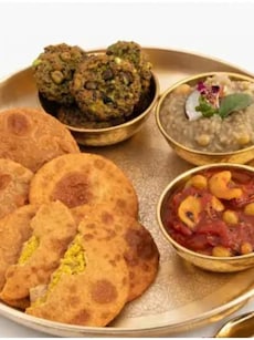 A vegetarian thali for Holi