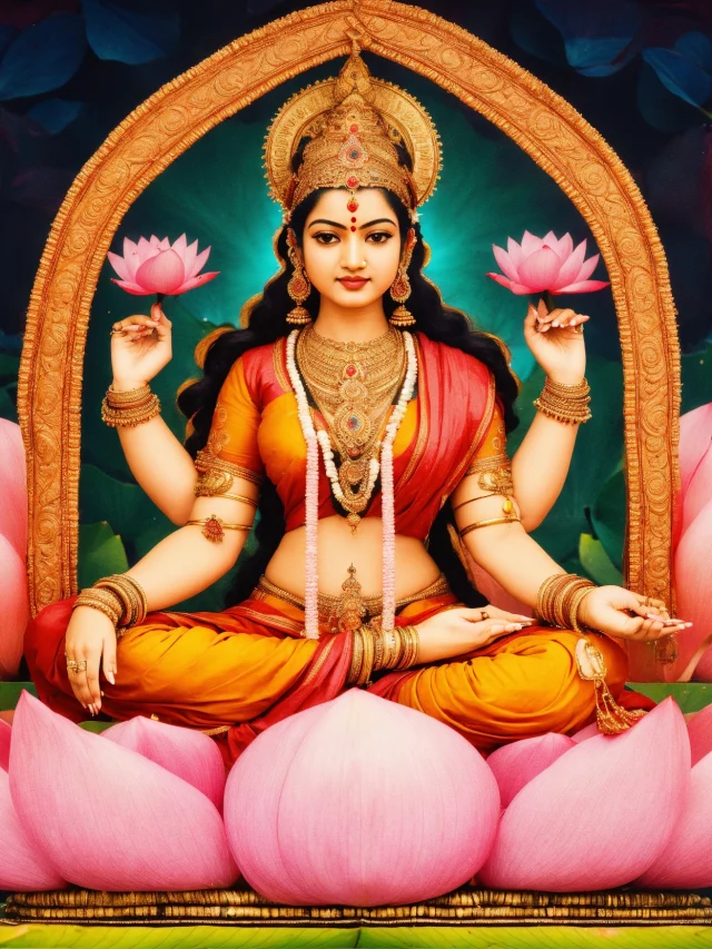 A Hindu folk art representation of Goddess Lakshmi-2024-10-ef874dd0b8f7e8323ad747b0a631b6b9