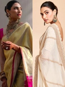 Athiya&rsquo;s standout saree fashion: Fuchsia fever to gold glamour