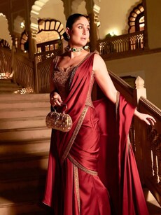 Kareena Kapoor Khan serves serious glam in a deep-wine saree