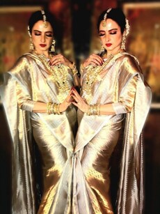 Veteran actress Rekha&rsquo;s ethereal saree style is unmatched