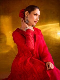 Tamannaah Bhatia stuns in a romantic red rose Anarkali
