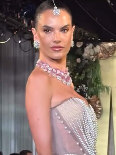 Alessandra Ambrosio walks for Manish Malhotra at India Couture Week 2025