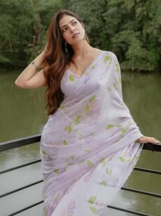 Malavika Mohanan mesmerises in a floral saree for Hridayapoorvam promotions