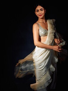 Mrunal Thakur stuns in designer sarees